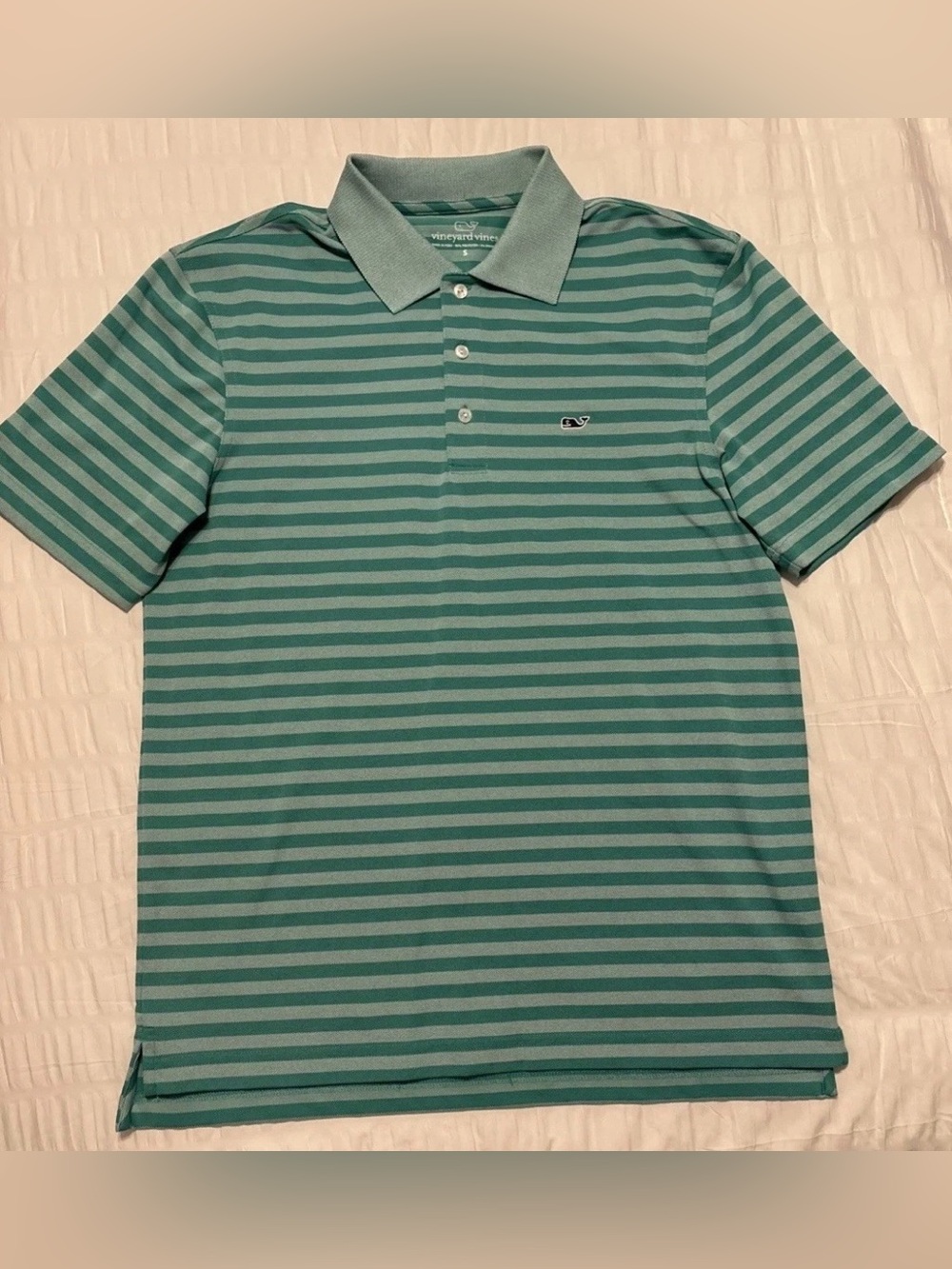 Vineyard Vines Men’s Small Green Striped Short Sleeve Polo Shirt